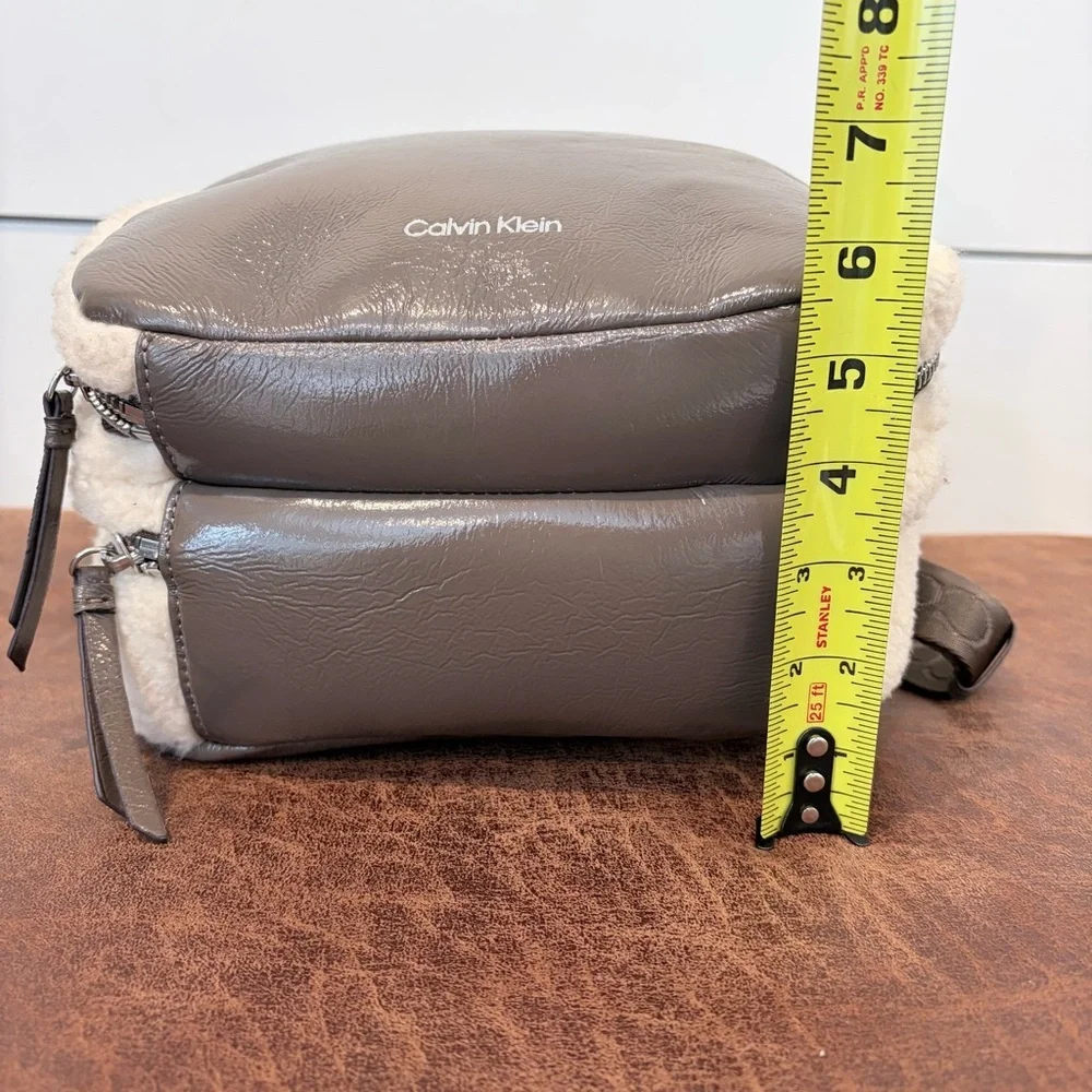 Calvin Klein Teddy Sherpa Mini Backpack Taupe Brown Soft Girl Y2K Chic
